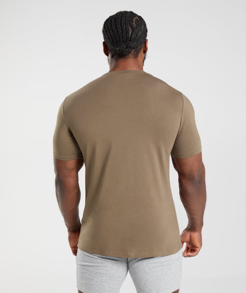 Men's Gymshark Essential T-Shirts Brown | CA 65A78D